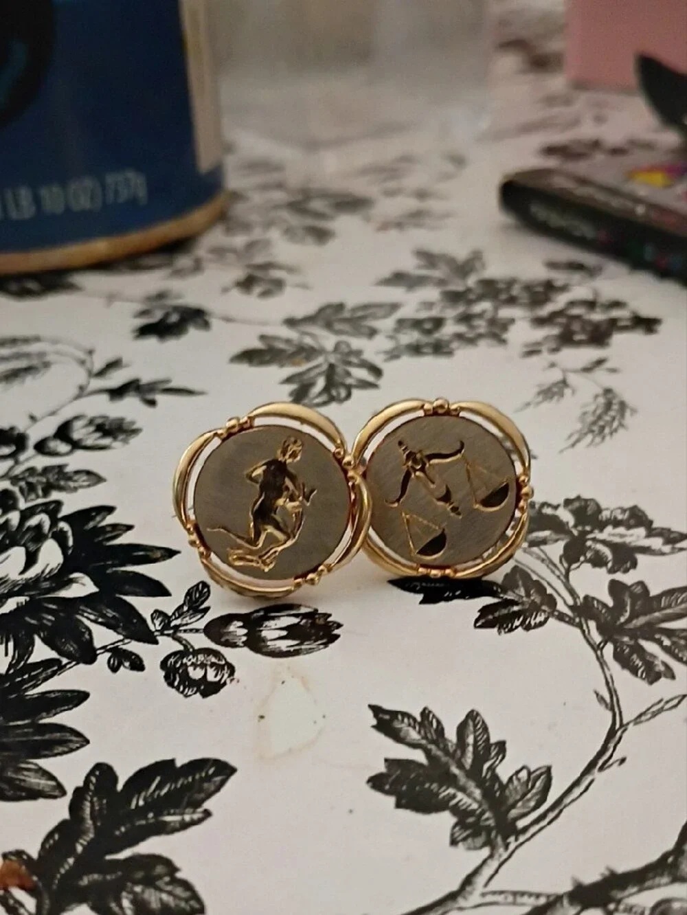 Gold-Tone Zodiac Libra Cufflinks